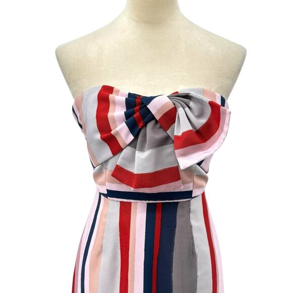 Sam Edelman Multicolor Stripe Bow Detail Strapless Fit & Flare Pencil Dress - Picture 6 of 14